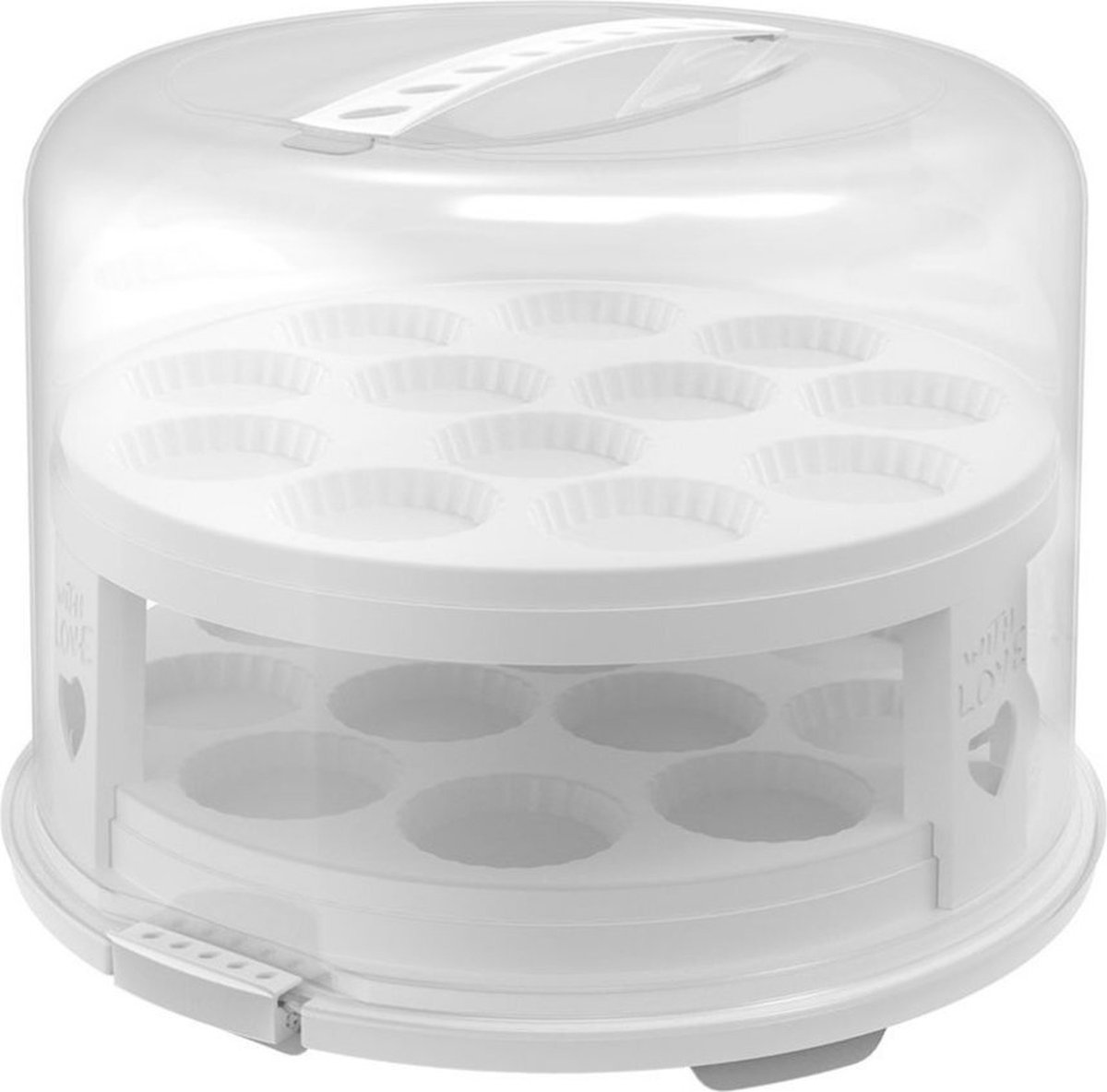 Rotho Fresh Taartdoos XL + Cupcake-Houders 35.5x34.5x26 cm Wit/Transparant