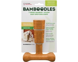 BAMBOODLES T-BONE CHEW TOY LARGE PINDAKAAS - kauwspeelgoed voor de hond - pindakaas - bamboevezels en nylonvezels - maat L -