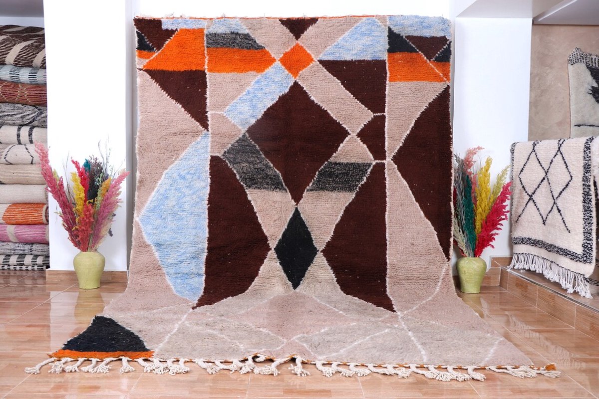 Vloerkleed Vintage - Marokkaans Vloerkleed - 290 x 200 cm - Handgemaakt, Kleurrijk & Uniek - Gemaakt van 100% wol - Azilal Berber Vloerkleed