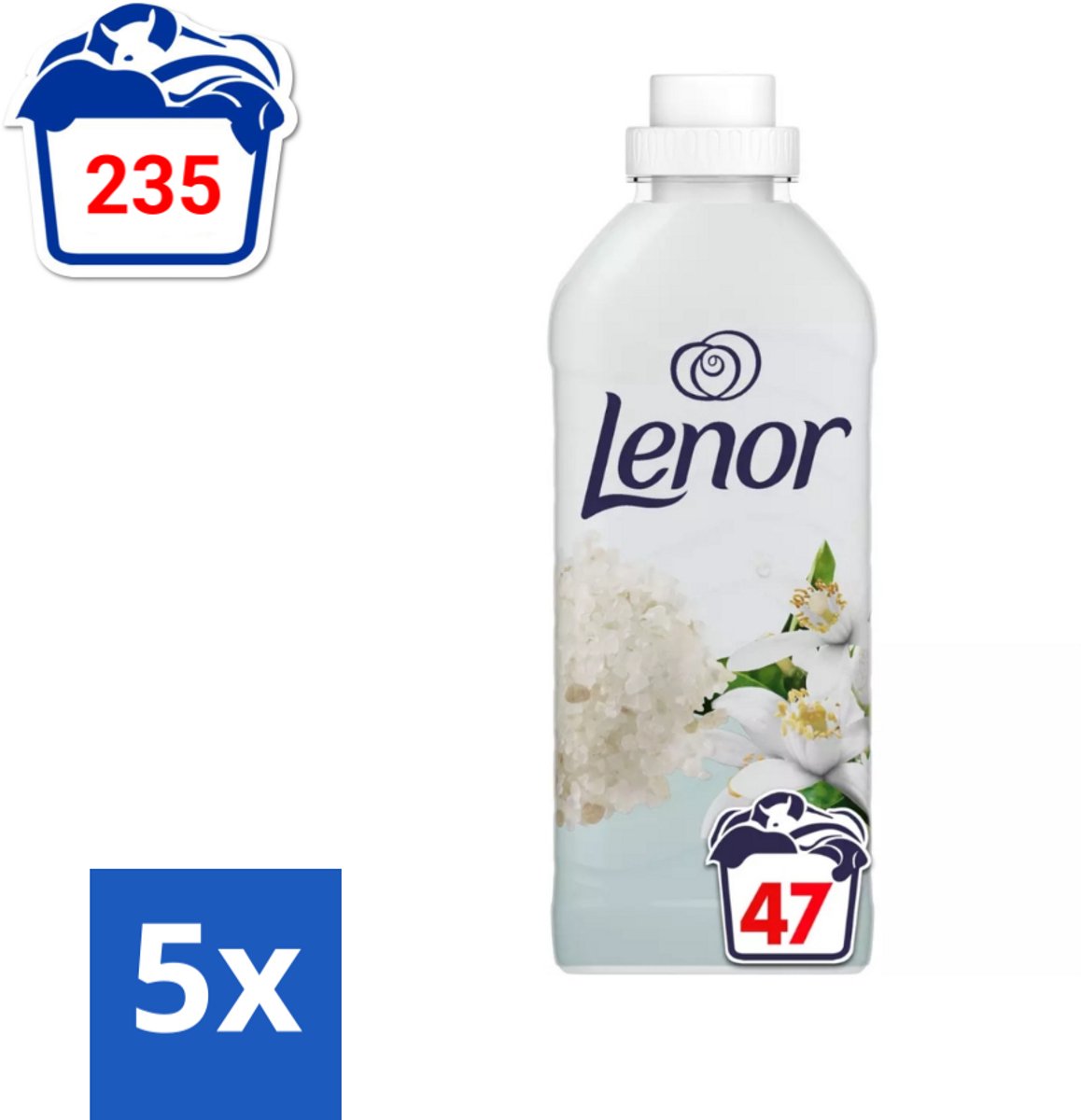5 x Lenor - Wasverzachter - Citroenbloesem & Zeekristal - 47 Wasbeurten - Wasverzachter Citroenbloesem - Wasverzachter Zeekristal - Wasverzachter Frisheid - Wasverzachter Zachtheid - Wasverzachter Geur