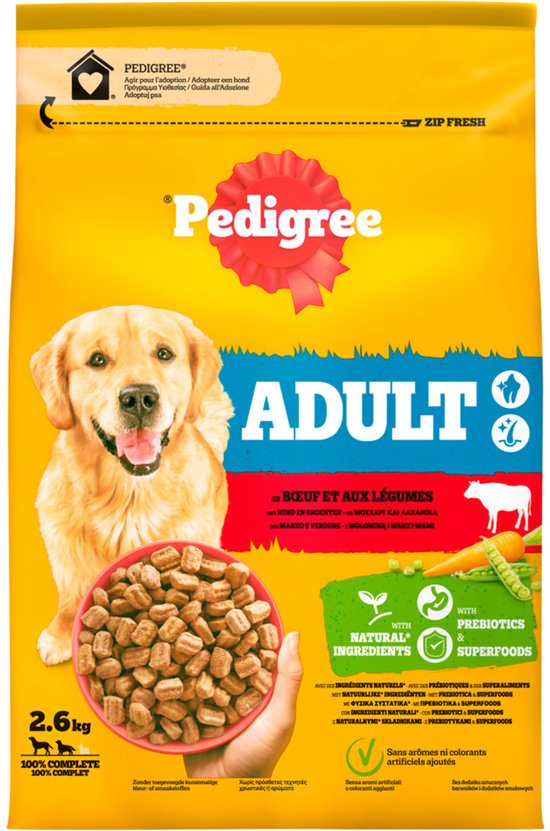 Pedigree Adult Hondenbrokken Rund en Groenten 2,6 kg