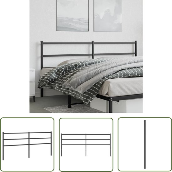 vidaXL Décoration de lit - Tête de lit - Tête de lit 180 cm métal noir - Tête de lit - Tête de lit noire - Tête de lit métallique