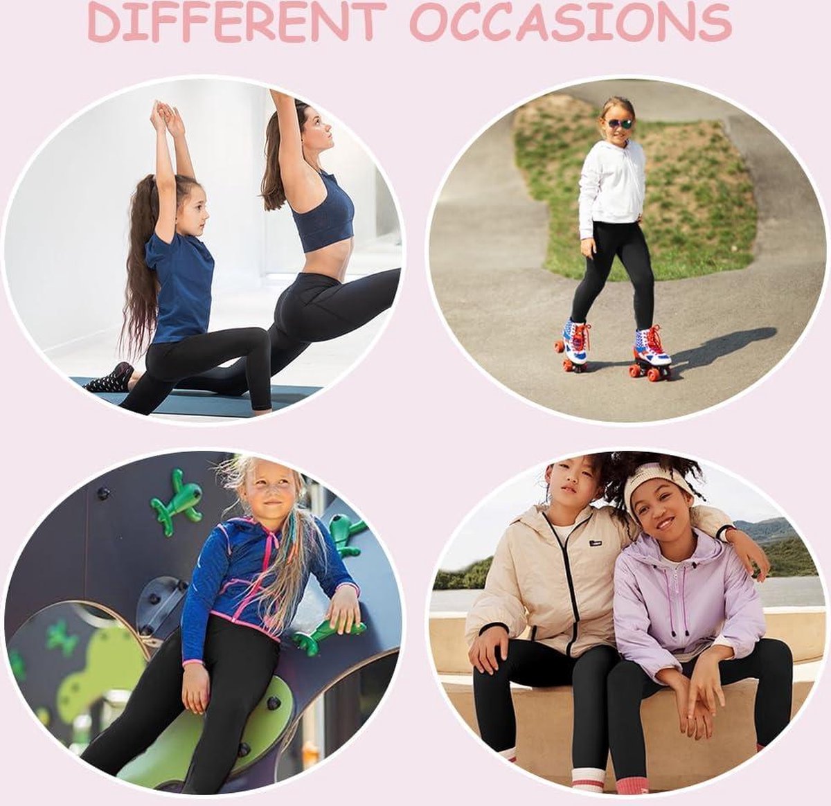 Lange Zwarte Kindersportlegging met Zakken voor Meisjes - Hardlopen Gymnastiek .