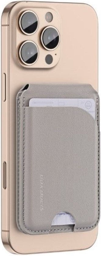Dux Ducis - Porte-cartes magnétique pour Apple iPhone 12/13/14/15/16 - Série Neva - Support portefeuille magnétique - Porte-cartes magnétique iPhone - Grijs