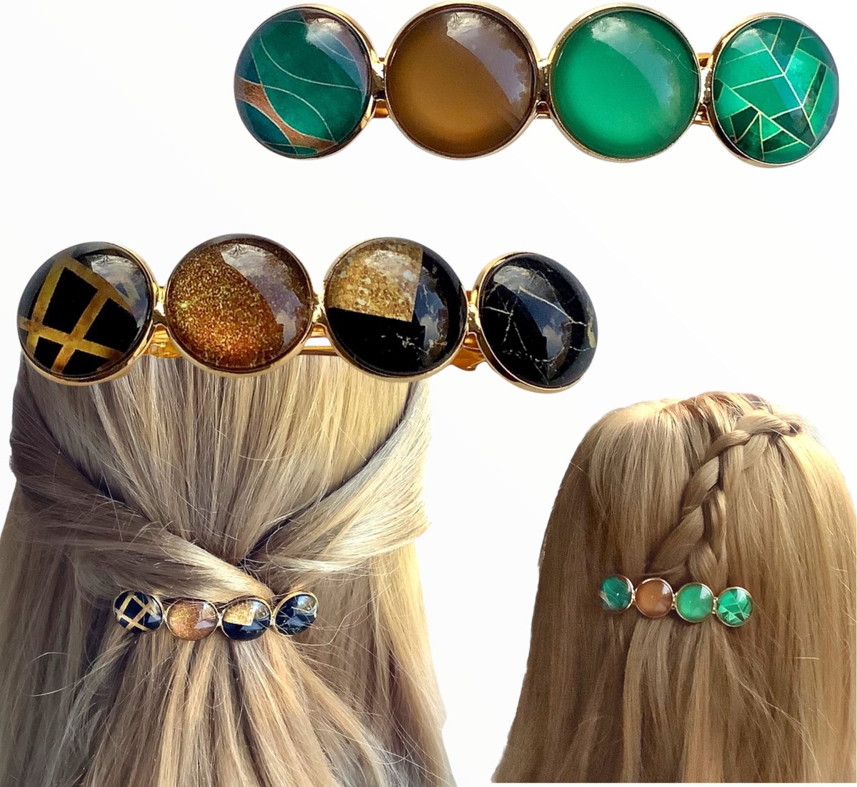 Voordeelset - Haarspelden - set 2 stuks - handmade - Hairclips - bruin - goud - Hairpin.nu