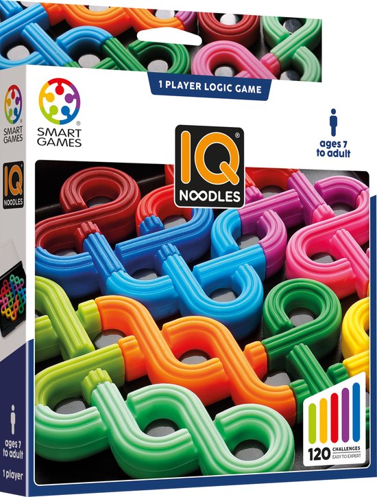 SmartGames - IQ Noodles - 120 opdrachten - compact reisspel - denkpuzzel