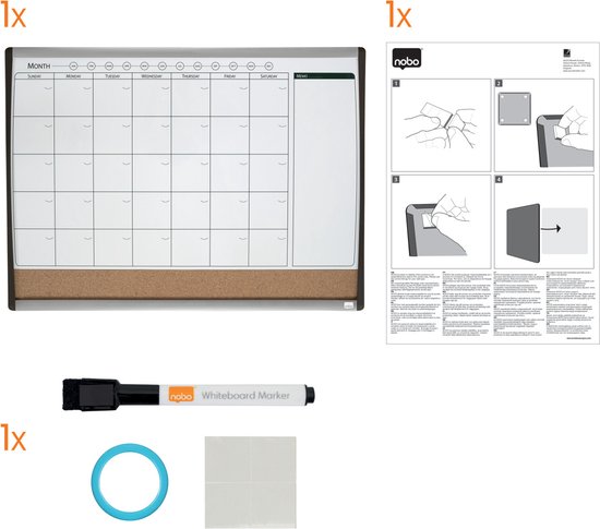 Nobo Maandplanner - 58,5 x 43,0 cm - Inclusief Magneet, Marker En Wisser