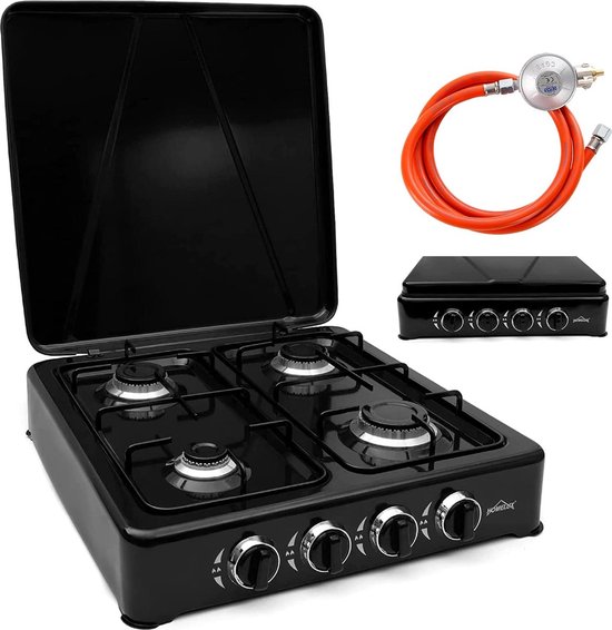 IBBO Shop - Gas kooktoestel 4 pits - Campingkooktoestel - Gaskookplaat - Zwart