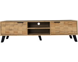 Tv-meubel 160,5x35,5x45 cm, modern tv-meubel met 2 deuren en 2 open compartimenten.