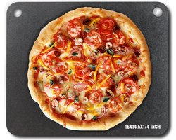 VEVOR Pizzastaal, 16" X 14,5" X 1/4" Pizzastaalplaat voor Oven, Voorgekruide Pizzabaksteen Van Koolstofstaal met 20x Hogere Geleidbaarheid, Zware Pizzapan voor Buitengrill, Binnenoven