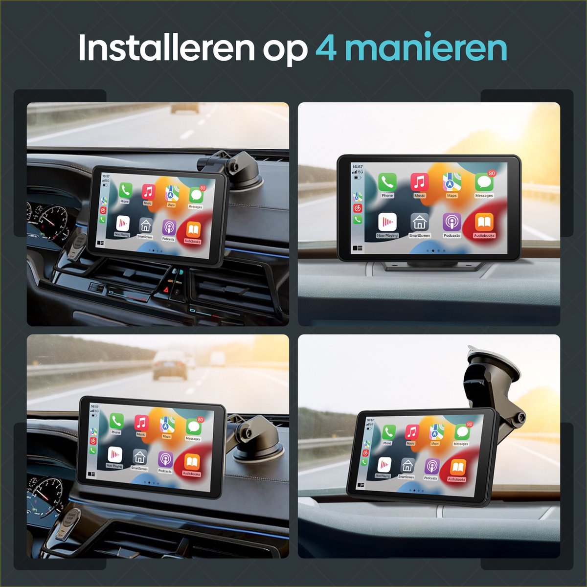 Olvy 7 inch universeel Carplay Android Auto scherm met touchscreen, draadloos, achteruitrijcamera, handsfree bellen - Afbeelding 3