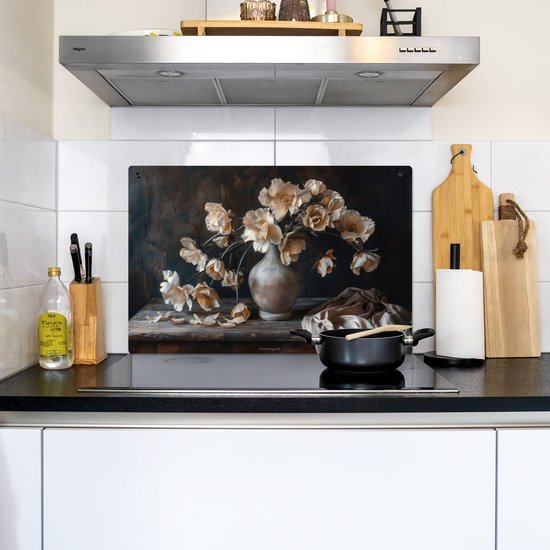 KitchenYeah® Protection plaque induction 77x51 cm - Fleurs - Bouquet - Nature morte - Protege plaque de cuisson - Couvre plaque induction - Protecteur d'induction - Cuisine