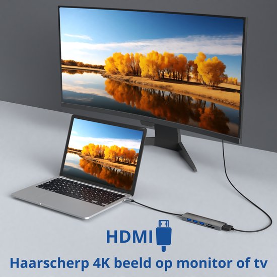Rolio USB C Hub - 4K HDMI - Premium Kwaliteit - Universeel