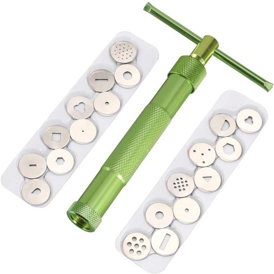 ScrapCooking - Suikerpasta-extruder met 20 motieven – accessoires decoratie voor gebak, keuken, aluminium, voor modellering cake design – 5098, grijs