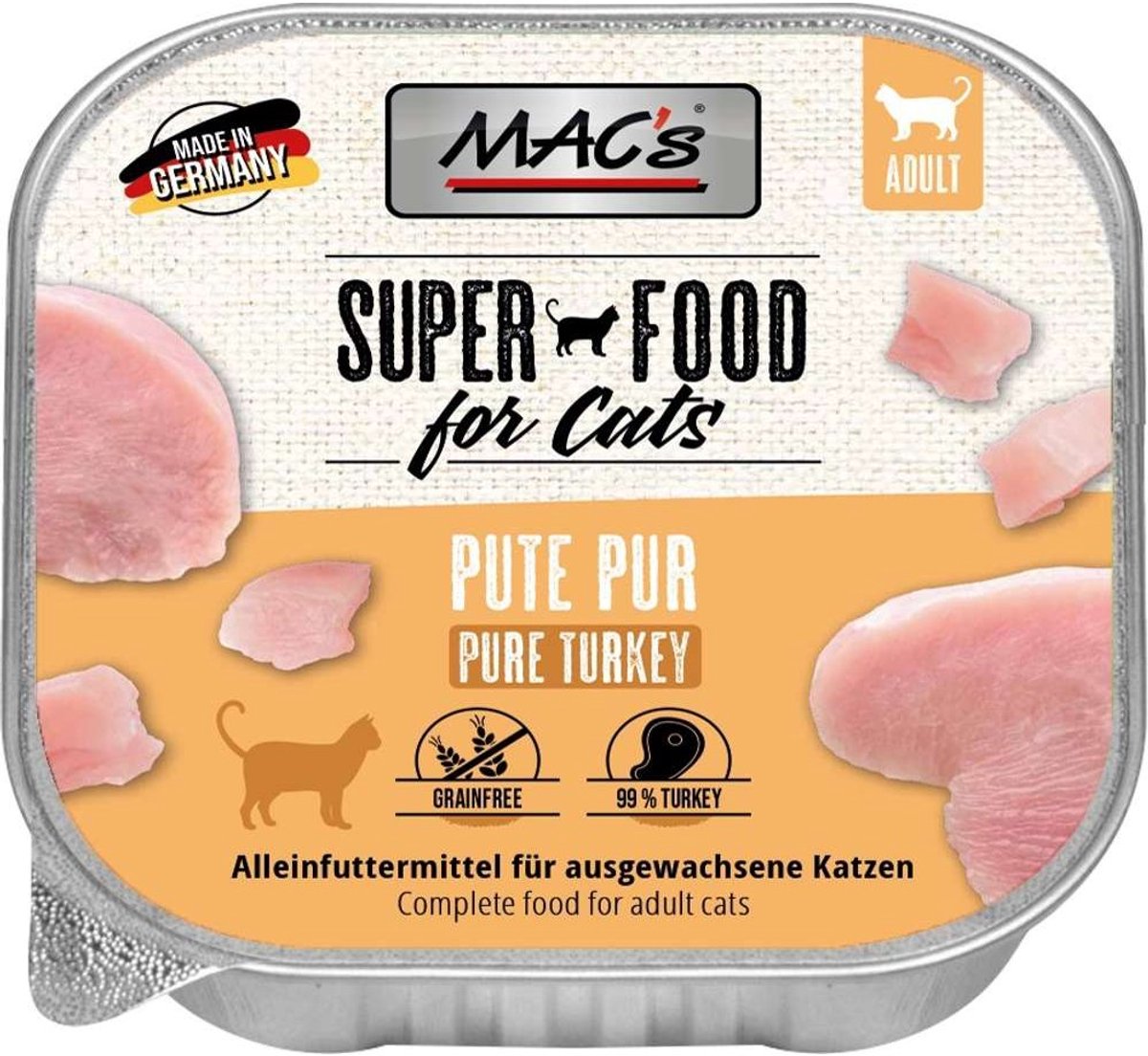 MACs Mac’s Kattenvoer Natvoer - Vlees kuipje 70% Kalkoenvlees 6 x 85g