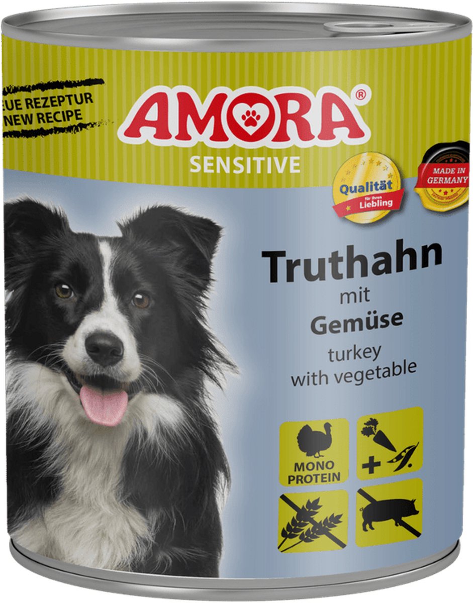 AMORA Dog Sensitive 6x800g - Kalkoen & Groenten