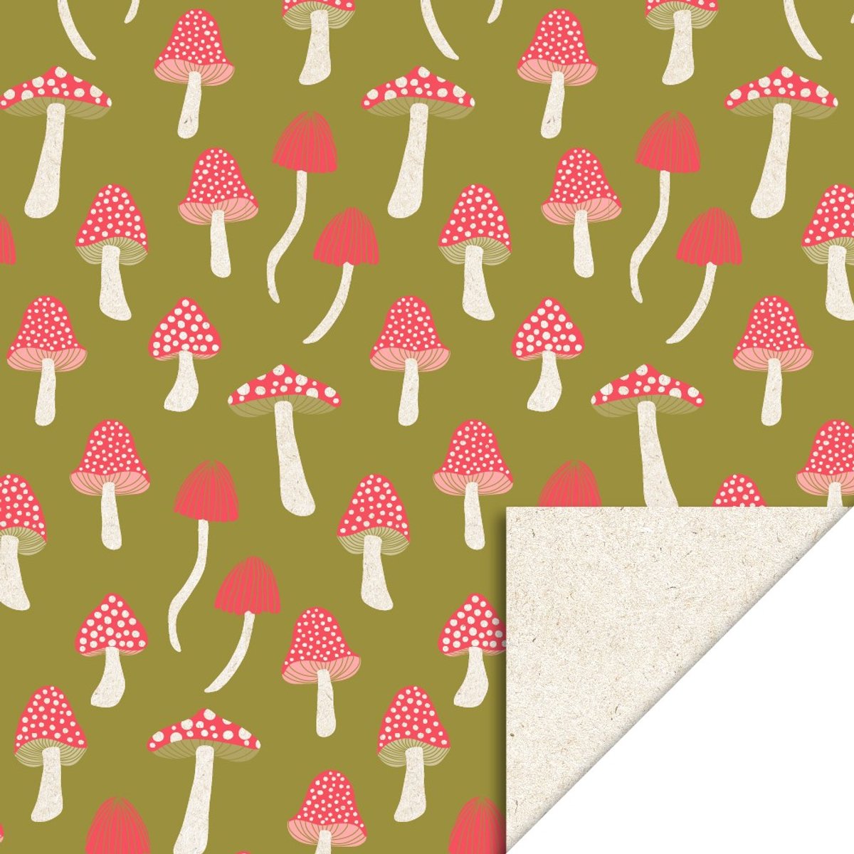 Cadeaupapier 70x300 cm - Mushrooms Olive
