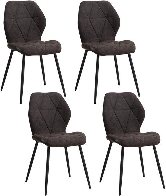 WOLTU 1 x eetkamerstoel keukenstoel kunstleer kunststof hout,zwart BH29sz-1