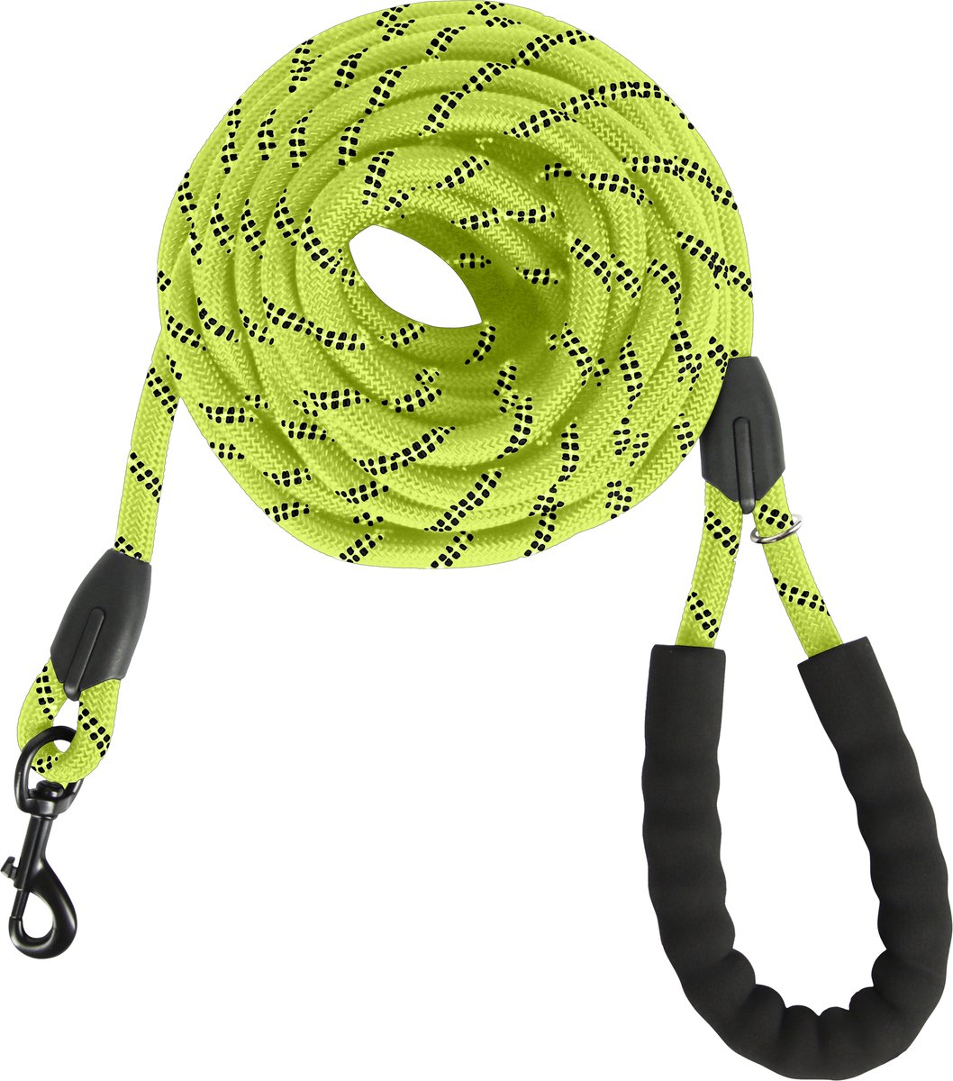 KCMultisupplies Hondenriem 8 Meter - Reflecterende Hondenlijn - Met Gevoerd Handvat - Geschikt voor Grote en Kleine Honden - Nylon Looplijn