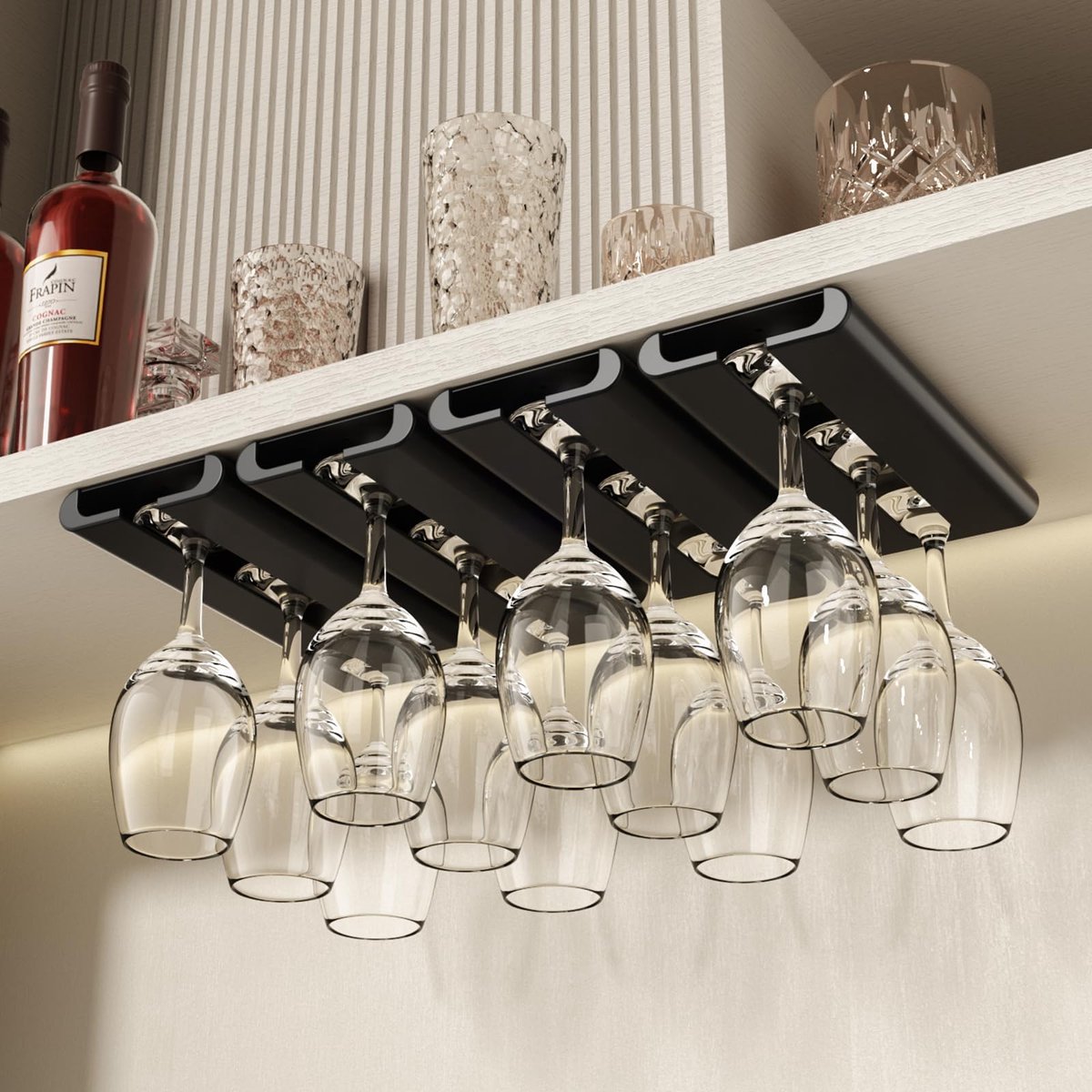 TheLau ® Stijlvolle Zwevende Wijnglashouder voor Eenvoudige Installatie in Keuken en Bar