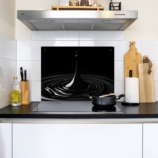 KitchenYeah® Protection plaque induction 70x55 cm - Noir - Eau - Goutte - Protege plaque de cuisson - Couvre plaque induction - Protecteur d'induction - Cuisine
