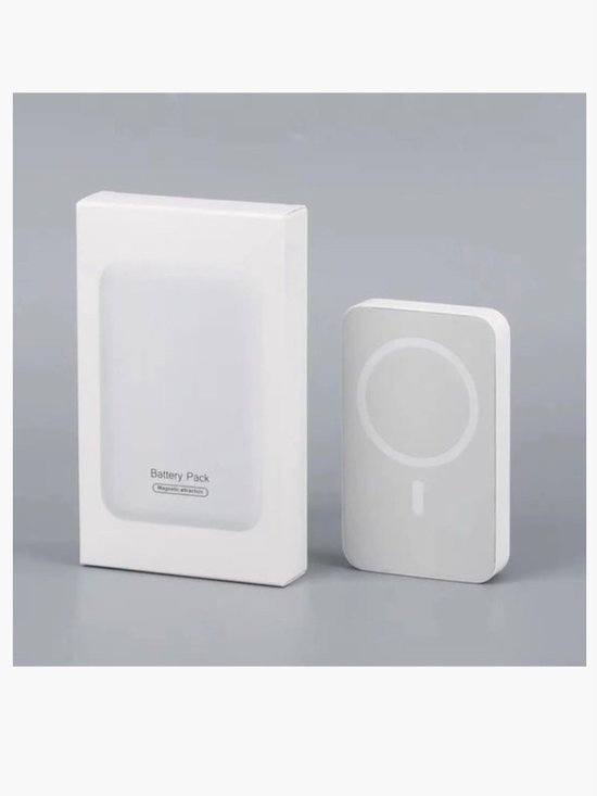 Draadloze Powerbank voor iPhone 11/12/13/14/15/16 – 10.000 mAh en andere smartphones met magnetische oplaadfunctie – Draadloze oplader – Snellader – Broekzakformaat – Magnetisch & draadloos – Inclusief oplaadkabel