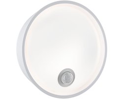 Paulmann LED-wandarmatuur voor buiten Platomo Schemergestuurde bewegingsmelder (IR) zeewater bestendig IP44 rond 180 mm 3000K 14,5W 1200lm 230V Wit Kunststof