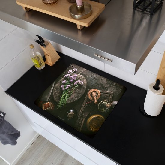 KitchenYeah® Protection plaque induction 57.6x51.6 cm - Herbes - Épices - Nature morte - Protege plaque de cuisson - Couvre plaque induction - Protecteur d'induction - Cuisine