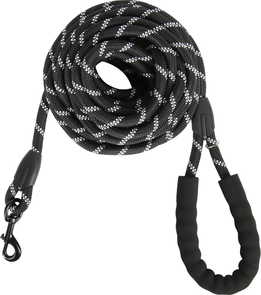 KCMultisupplies Hondenriem 8 Meter - Reflecterende Hondenlijn - Met Gevoerd Handvat - Geschikt voor Grote en Kleine Honden - Nylon Looplijn