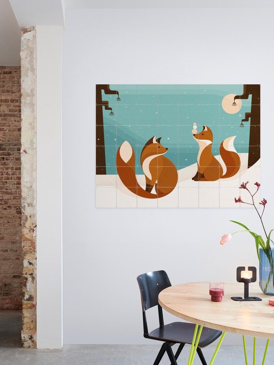 IXXI Vosjes, Elke Uijtewaal - 100 x 80 cm - Outil d'accrochage gratuit - Grande décoration murale et affiches - Illustrations, Digital Art, Ludique, Coloré