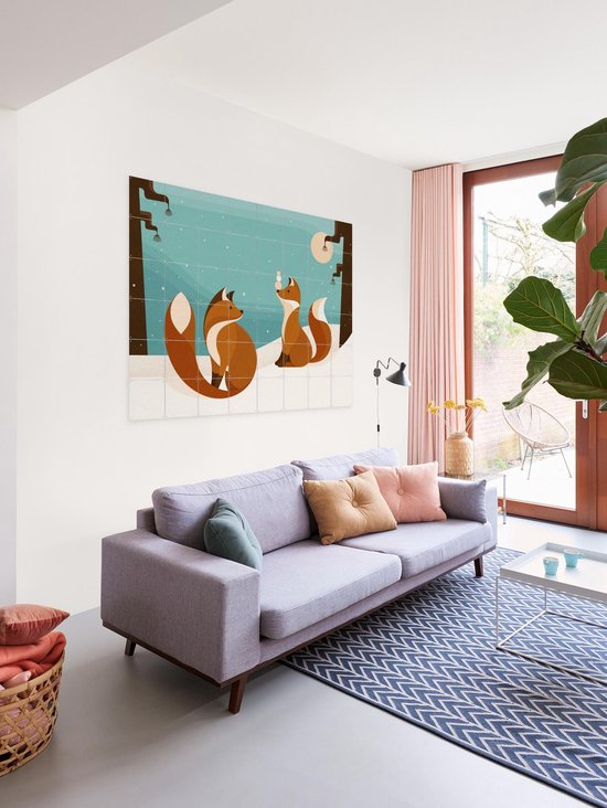 IXXI Vosjes, Elke Uijtewaal - 100 x 80 cm - Outil d'accrochage gratuit - Grande décoration murale et affiches - Illustrations, Digital Art, Ludique, Coloré