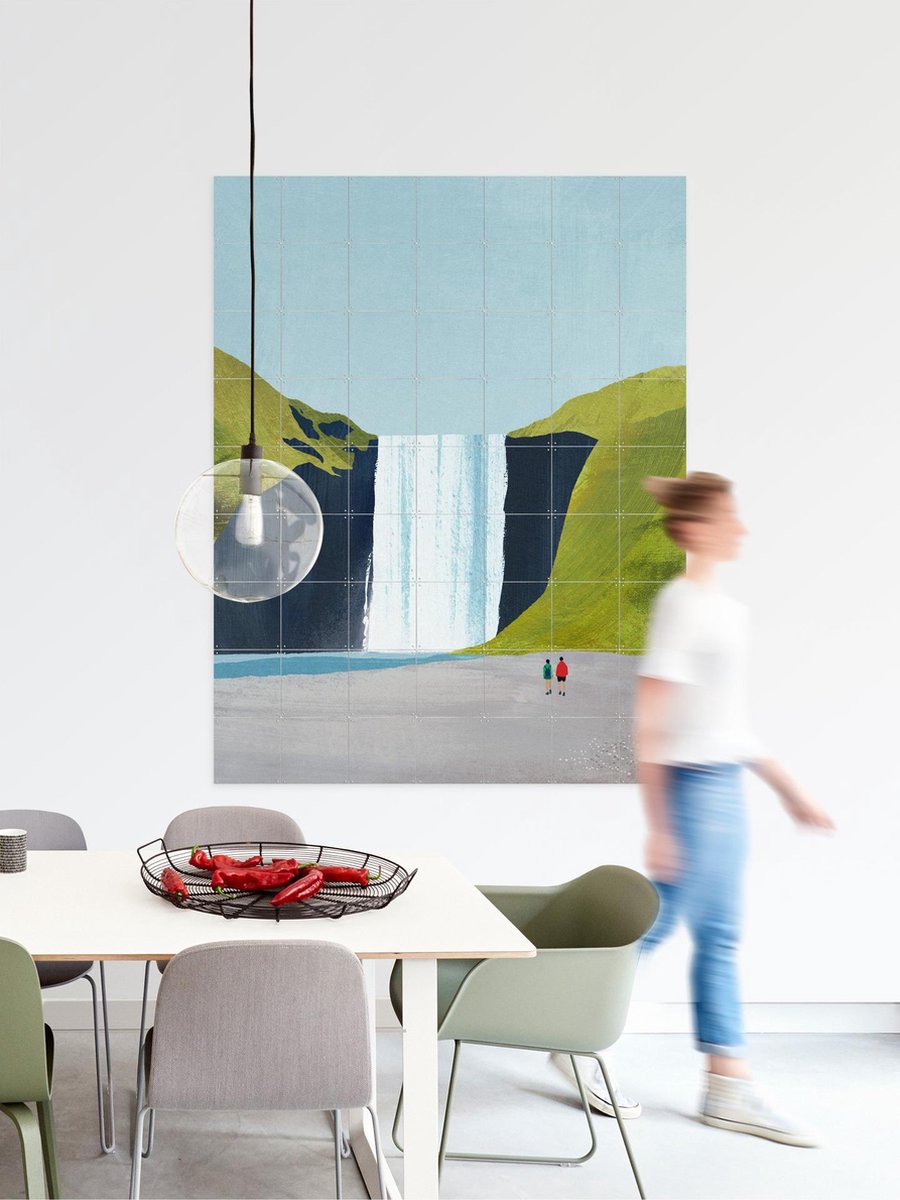 IXXI Waterfall, Henry Rivers - 80 x 100 cm - Gratis ophangtool - Grote wanddecoratie en posters - Minimalisme, Speels, Illustraties, Woonkamer