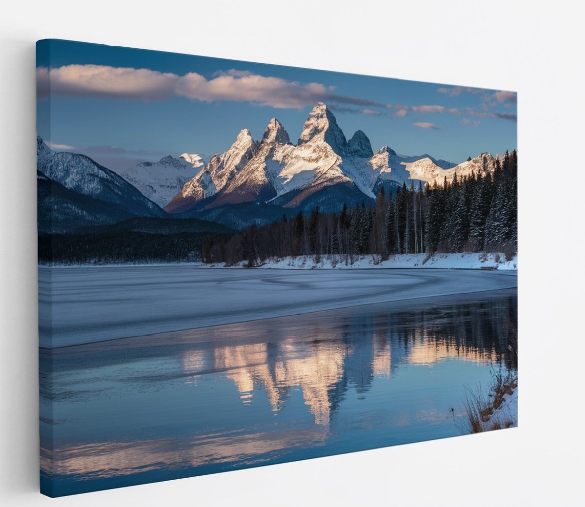 Saammp Canvas Schilderij - Landschap - Winter - Natuur - 70x50 - Foto op canvas - Wanddecoratie - Muurdecoratie Woonkamer - Slaapkamer decoratie - Canvas Print Multicolor