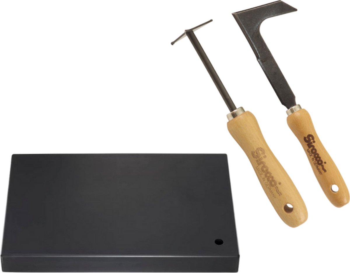 Sirocco - AANBIEDING - Voegenmes - Handgesmede - Beukenhout (14 cm) & Voegenkrabber - Handgesmede - Beukenhout (14 cm) & Knielkussen 390x265x40mm