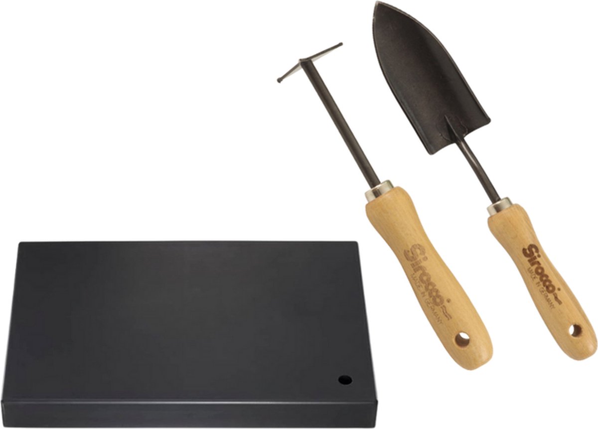 Sirocco - AANBIEDING - Voegenmes Handgesmede - Beukenhout 14cm & Tuinschepje Handgesmede - Beukenhout 14cm & Knielkussen Extra dik 390x265x40mm