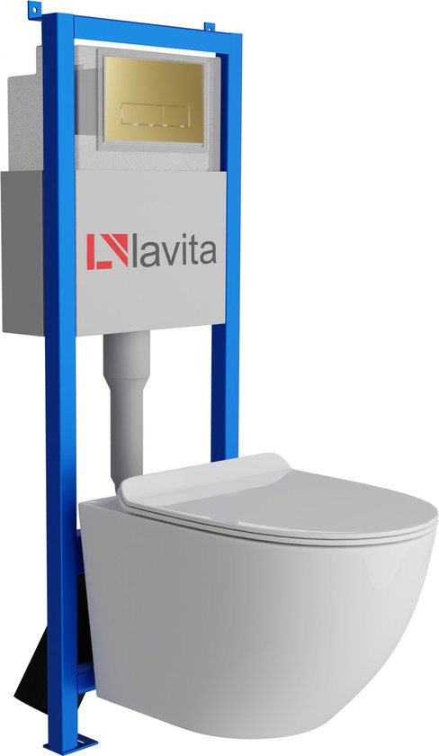 Lavita LAV 101 a 40 cm telaio di sostegno + WC Galve senza bordo + pannello di controllo LAV 200.4.5 Oro | | Leroy Merlin