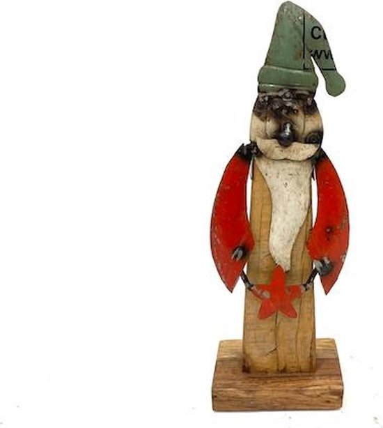 Kerstman van nikkel en hout H38  - retro - trendy