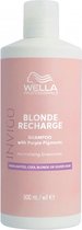 Wella Professionals Invigo Blonde Recharge shampoo: lichtroze fles met witte dop, 500ml.