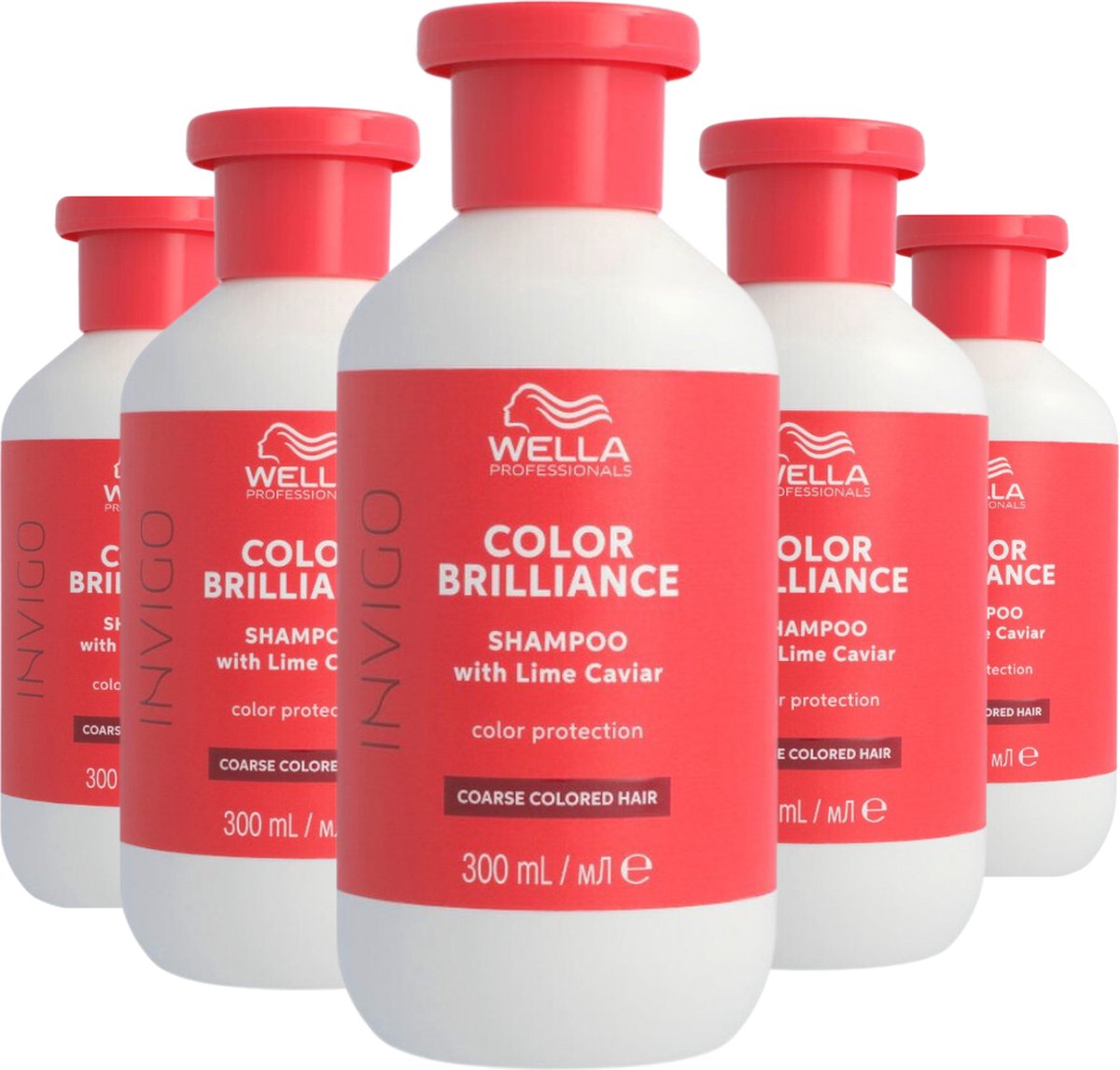 Wella Invigo Color Brilliance Shampoo Gekleurd & Dik Haar 300ml - 5 Stuks - Voordeelverpakking