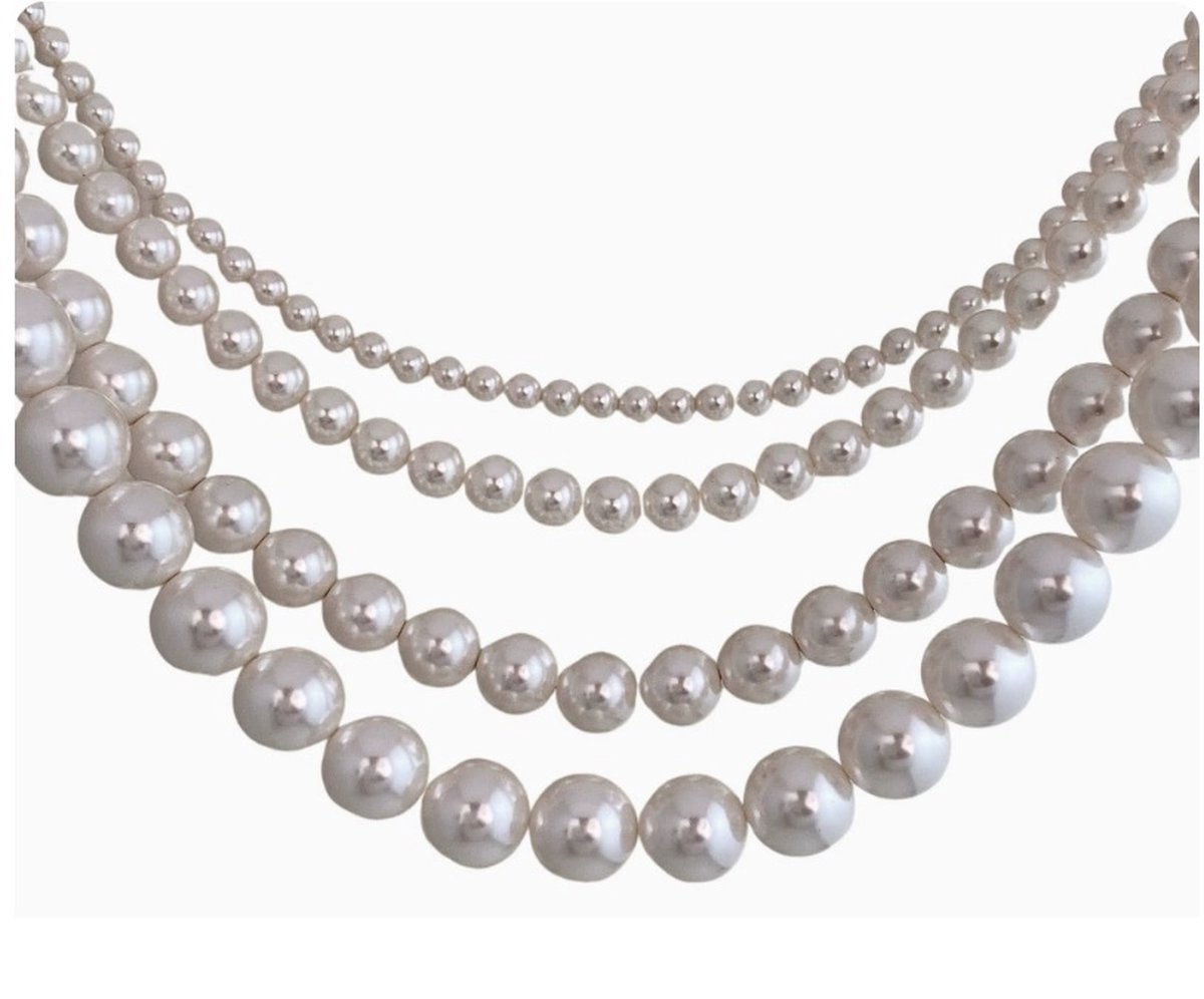 WEITAPYT Halsketting met parels voor dames, halsketting van kunstparels, 8 mm, halsketting met witte parels, perfect voor bruiloften, bruids- en verjaardagsfeesten