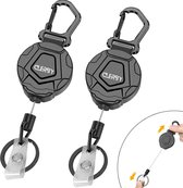 Clerby - Uittrekbare Sleutelhanger - Set van 2 - Sleutelkoord - Badgehouder - Keycord - Trekkoord - Sleutelhangers voor Volwassenen