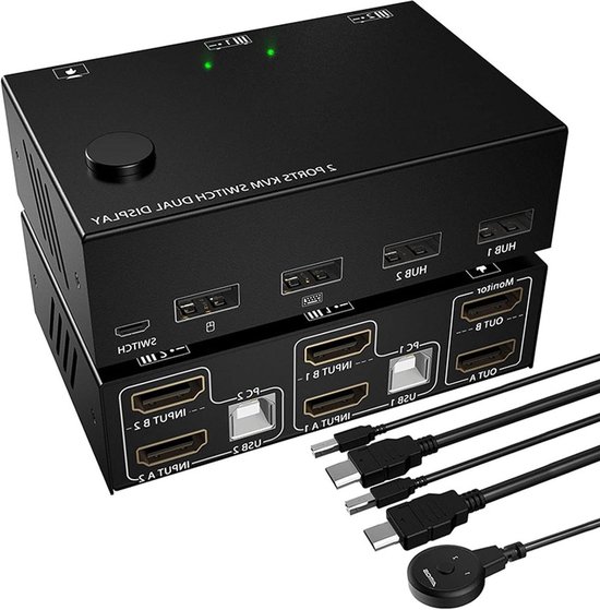 2X2-switches 2-poorts HDMI KVM-switch voor Dual Monitor 4K 30Hz HDCP 2. ...
