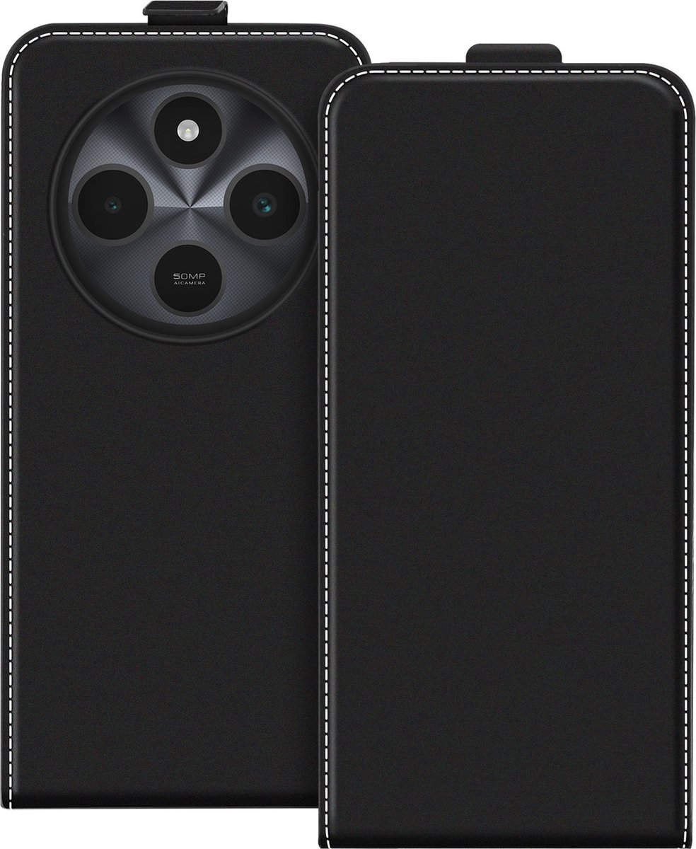 Avizar Verticale Clamshell Case Geschikt voor Xiaomi Redmi 14C Kaarthouder, Zwart