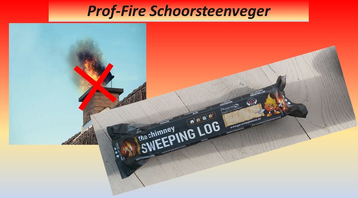 Prof-Fire | Professionele Schoorsteenreiniger FSC - Schoorsteenveger - Veegblok 1,2 kg | Top Kwaliteit + Certificaat - Anti Roet - Anti Teerlaag