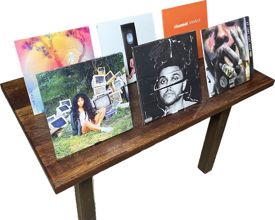 Tapeera Houten driehoek vinyl platenstandaard wandhouder - geen boor LP-houder accessoires - Display zwevende plank - albumframe voor platen (2 standaarden