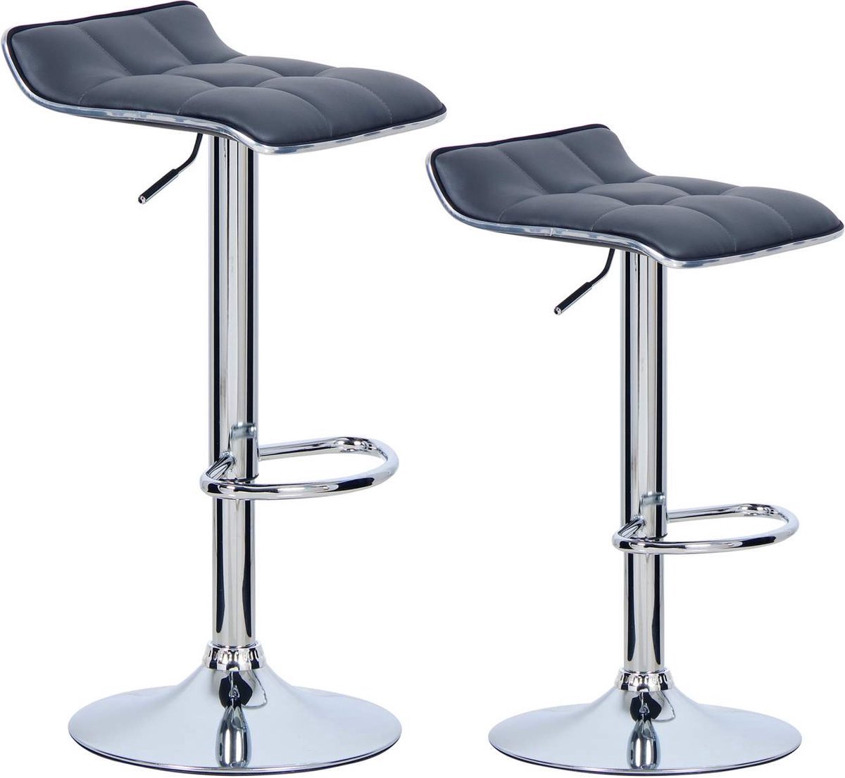 Bolt Edge Barkruk - Grijs - Set van 2 - Kunstleer Barstoelen - Verstelbare zithoogte 62-84cm - Keukenstoel