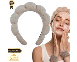 GUAPÀ® Haarband | Fluffy Haarband | Make Up Band | Spa | Opmaak Haarband | Skincare | Diadeem | Make Up | Beige Haarband Fluffy