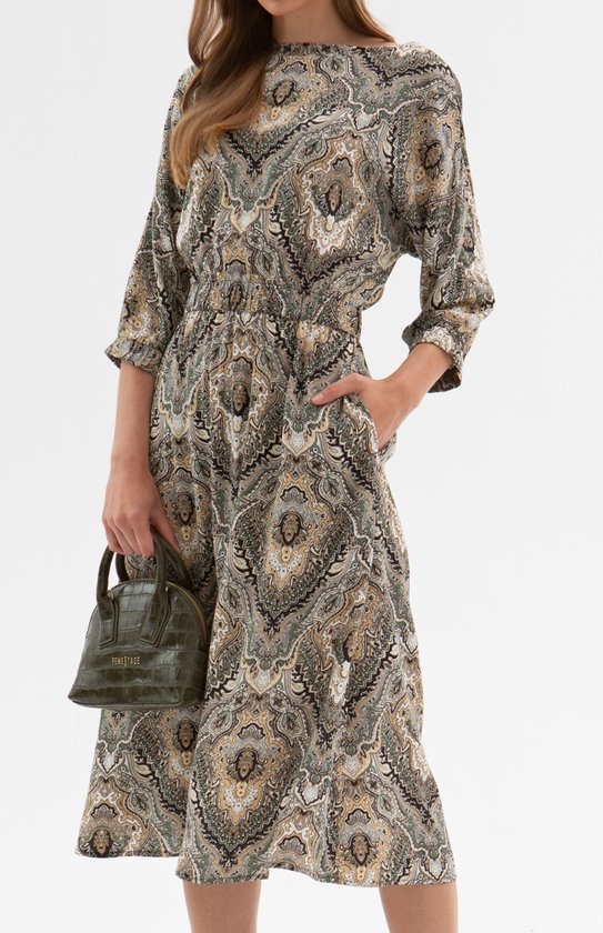 Dames jurk | Viscose | Khaki | Maat 42/XL