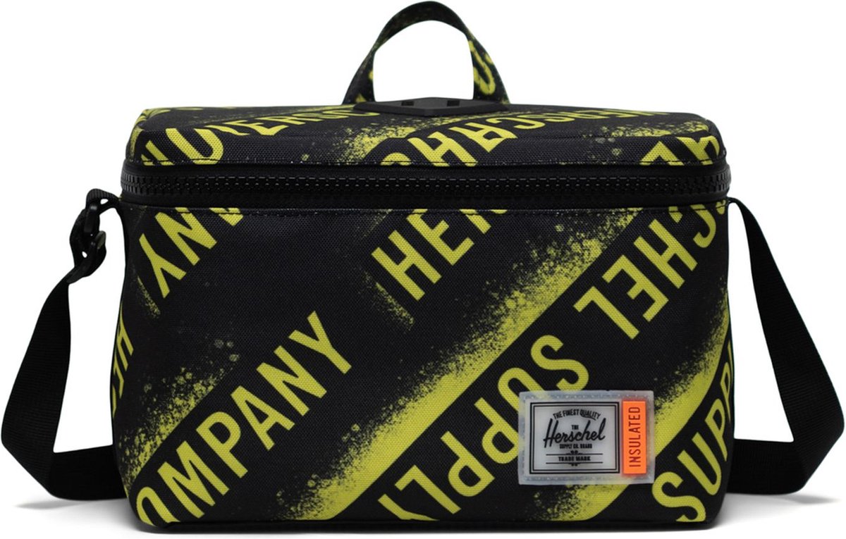 Herschel Thermische zak Utensil zak Heritage Cooler Insert Stencil Roll Call Black Zwart Neongeel