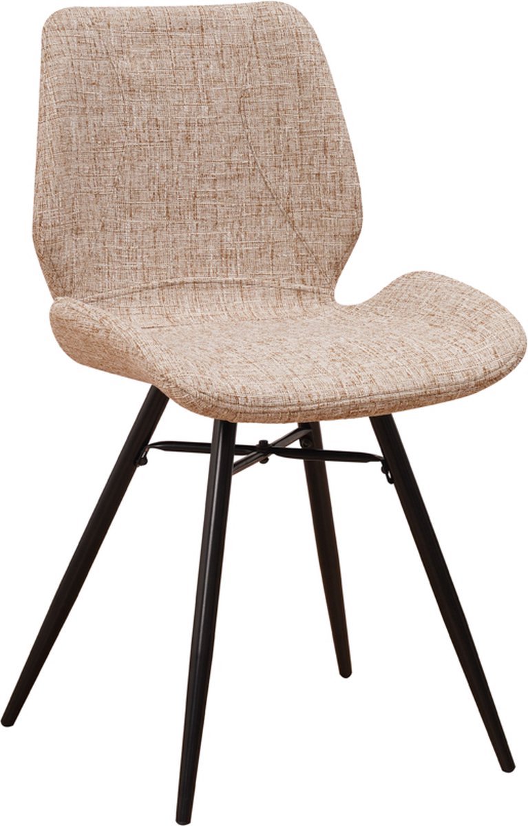 Bolt Edge Eetkamerstoel - Chenille bekleding - Hoge rug - Met metalen poten - Stof - Grijs Wit